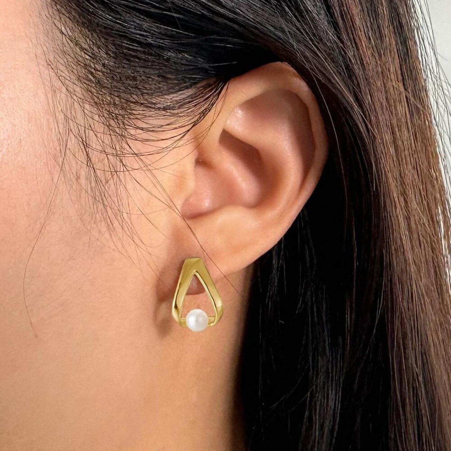 Akoya - Gai | 14k Gold Raindrop Stud Earrings