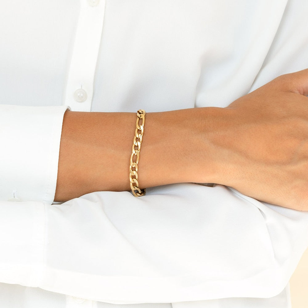 Aurora | 14k Gold Figaro Bracelet