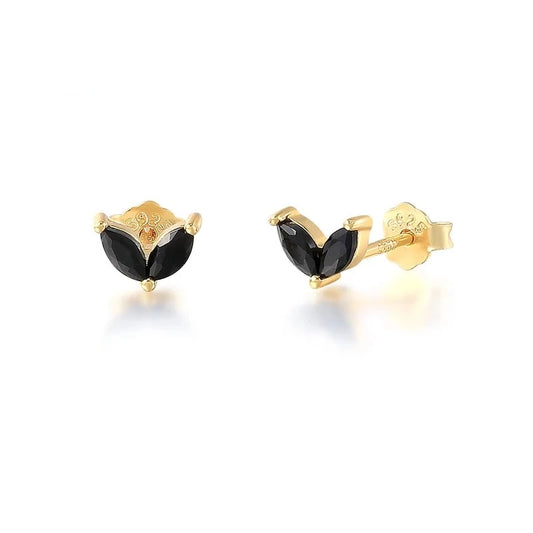 Onyx  | 14k Gold Horse Eye Stud Earrings