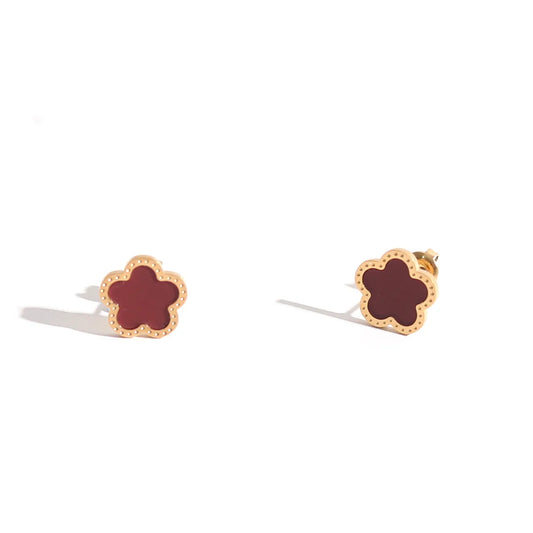 Fortuna | Garnet Clover Stud Earrings