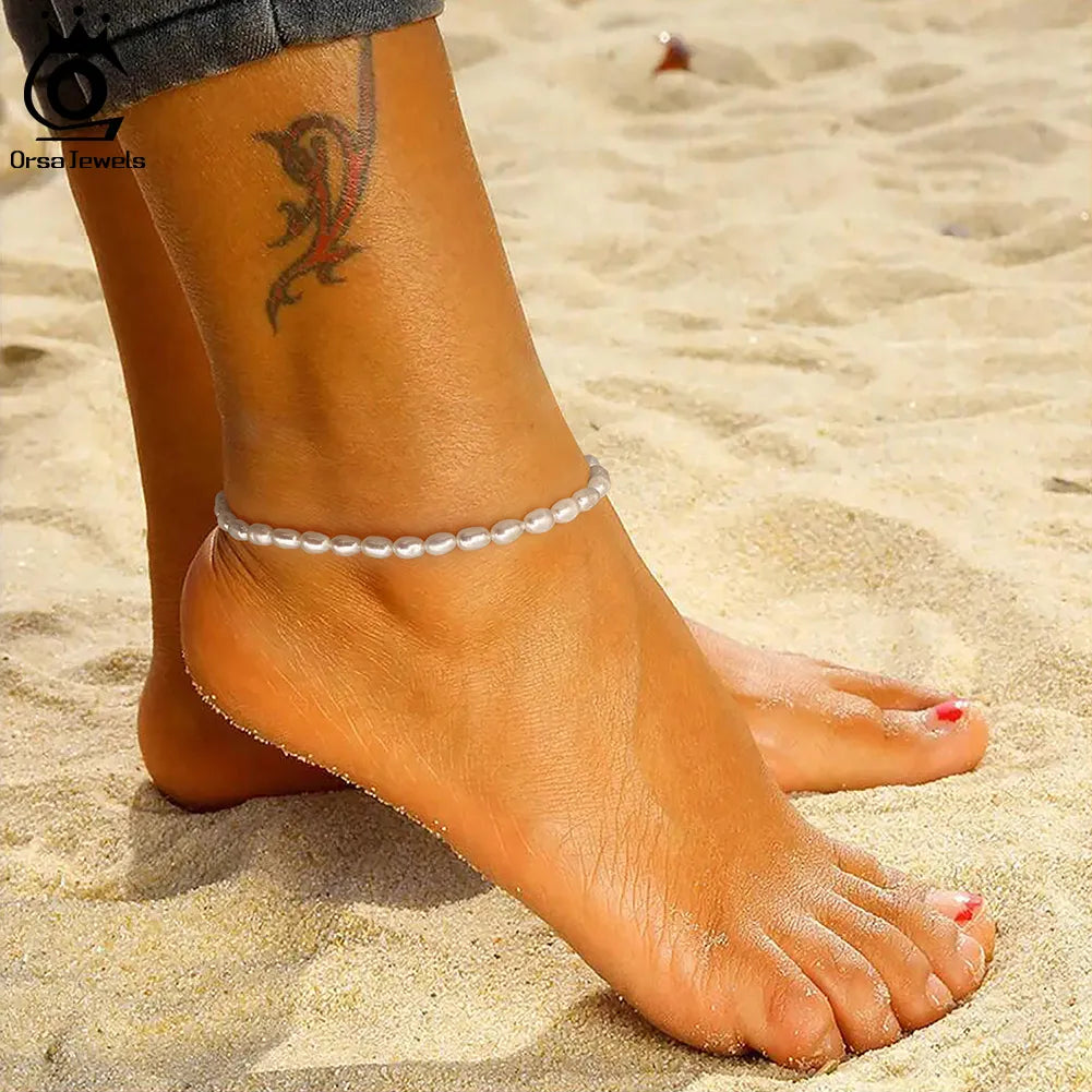 Akoya - Gai | 14k Gold + Baroque Pearl Anklet