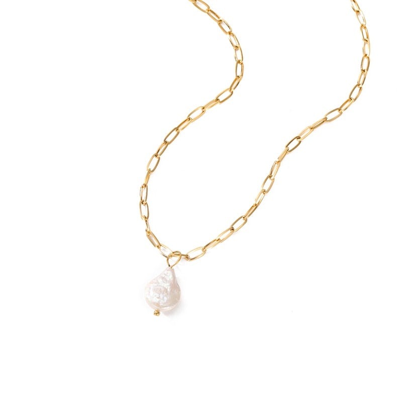 Akoya - Gai | 14k Gold + Baroque Pearl Pendant Necklace