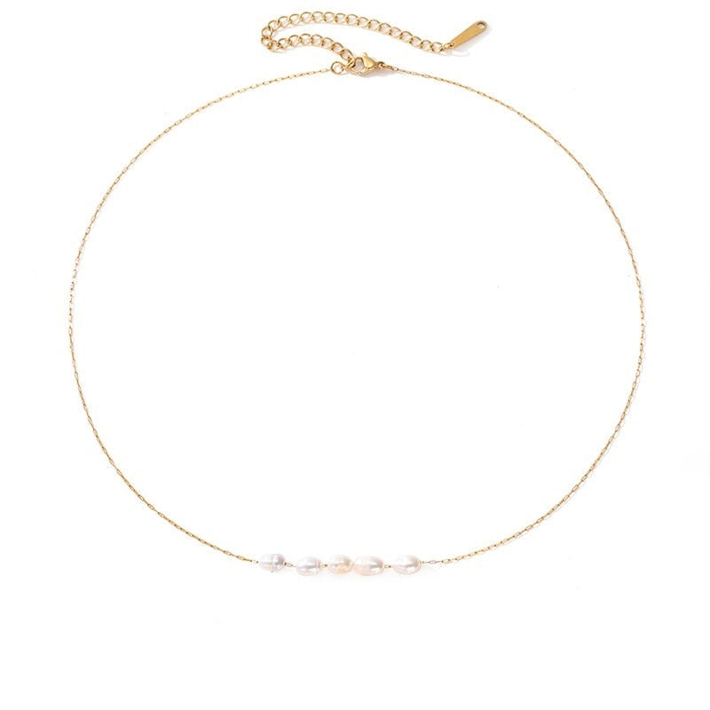 Akoya - Gai | 14k Gold + Baroque Pearls Chain Necklace