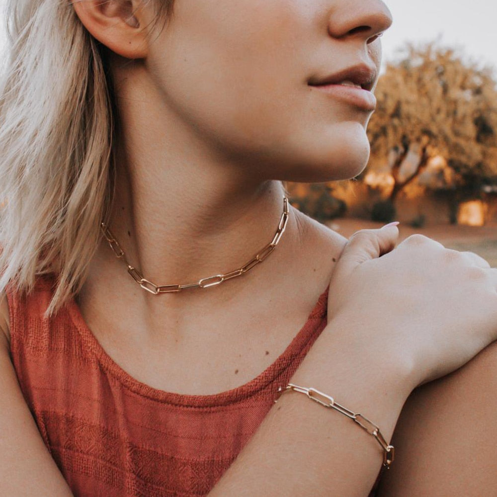 Aurora | 14k Gold Paperclip Bracelet