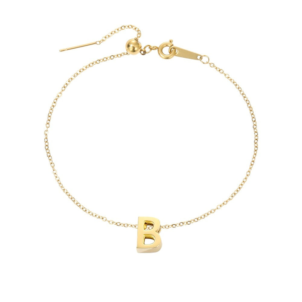 Aurora | 14k Gold Initial Pendant Anklet