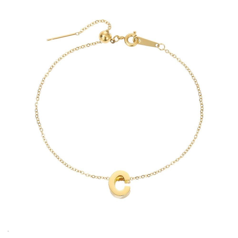 Aurora | 14k Gold Initial Pendant Anklet