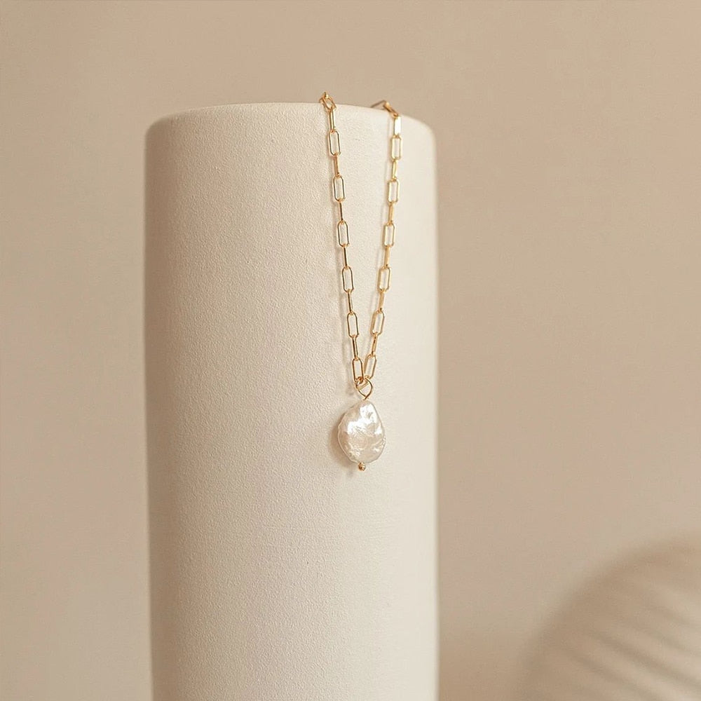 Akoya - Gai | 14k Gold + Baroque Pearl Pendant Necklace