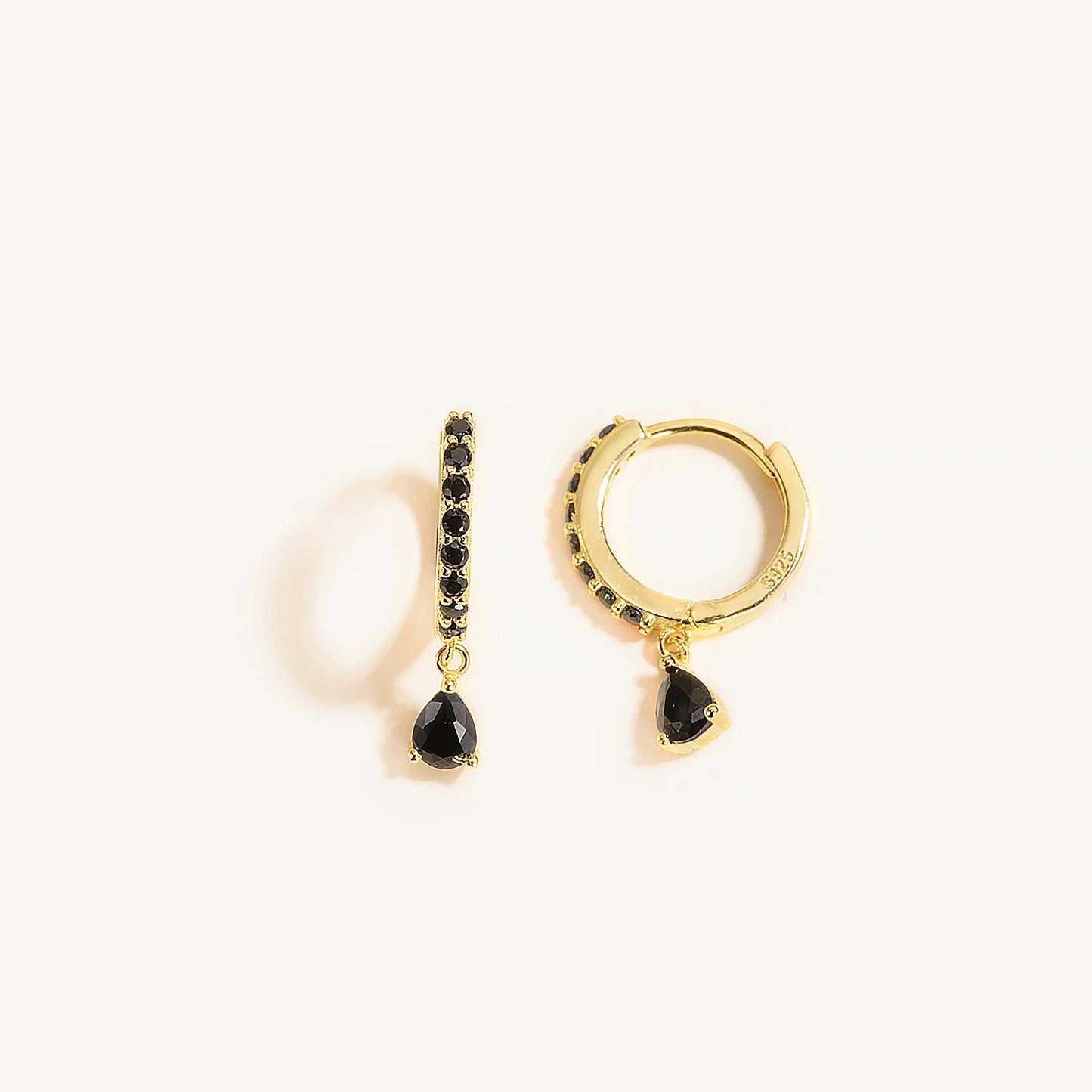 Onyx | 14k Gold Huggies