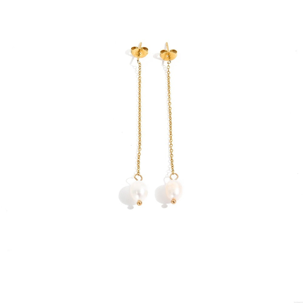 Theia | 14k Gold + Pearl Tassel Earrings