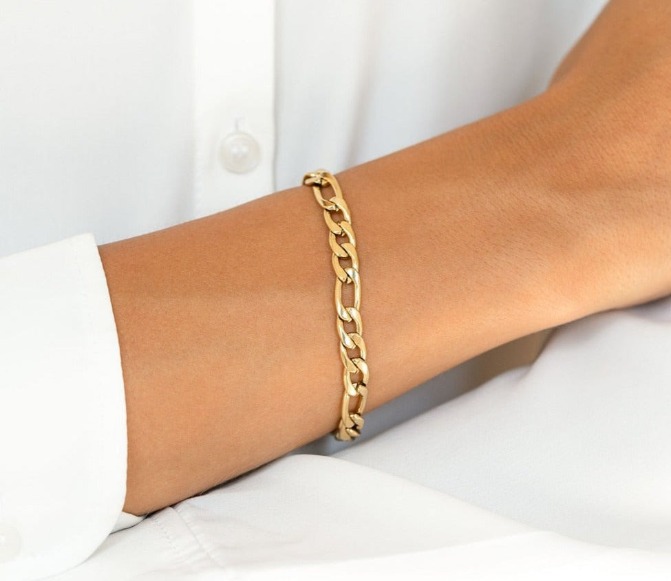 Aurora | 14k Gold Figaro Bracelet